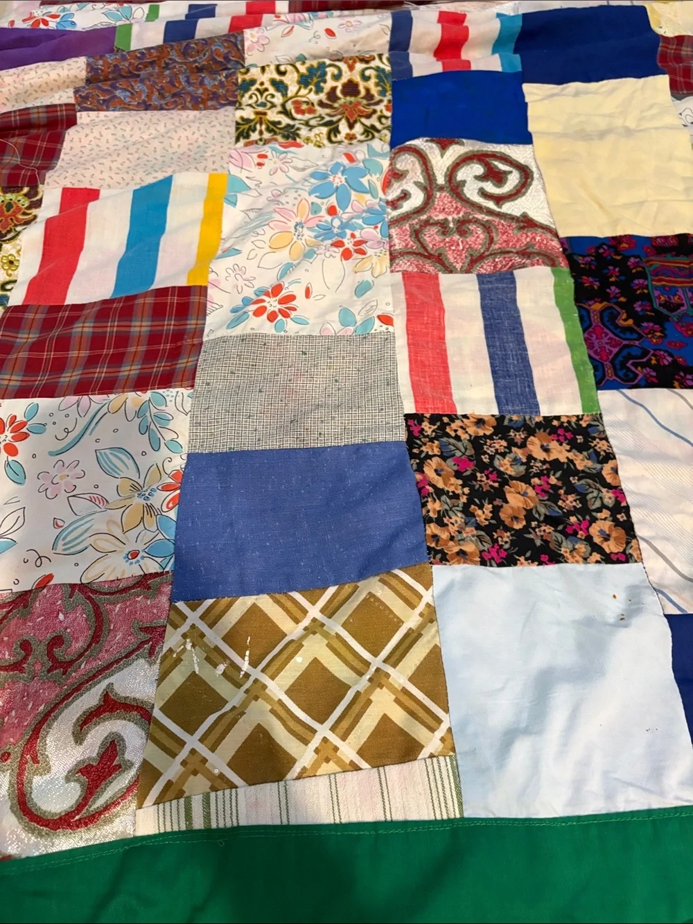 Hand Crafted Multicolor Patchwork Quilt - Floral,Mickey mouse & Plaid Squares